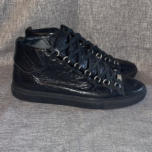 Balenciaga Other - Balenciaga Black Leather High Top Arena Sneakers Sz EU 46 / US 13
